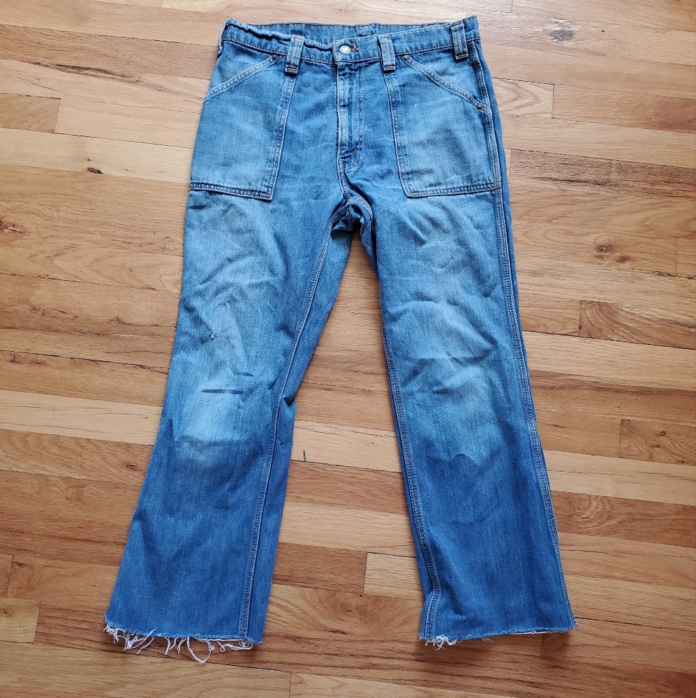 70s Levis Orange Tag Cropped Men's Blue Jeans